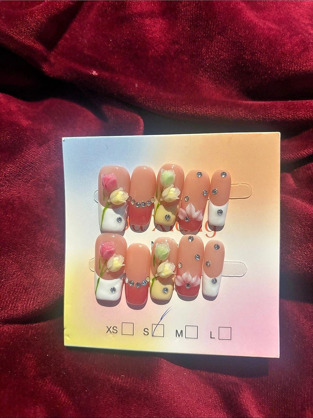 Pink & White Press-On Nails Size Small